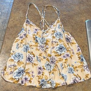American Eagle Outfitters Floral Camisole in Cream and Blue